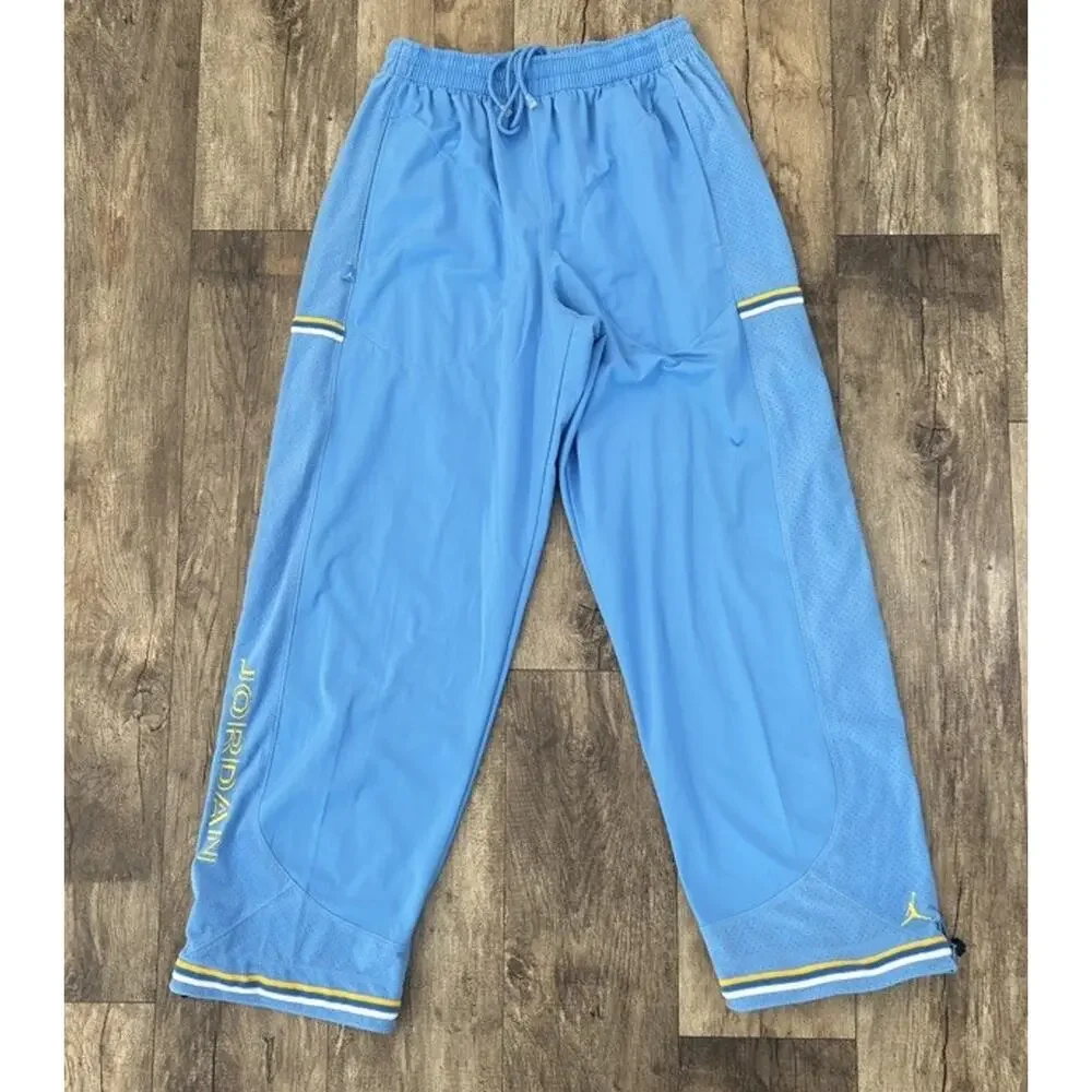 VTG Jordan Spellout Tracksuit Light Blue Yellow White Hooded Jacket 2XL Pants XL